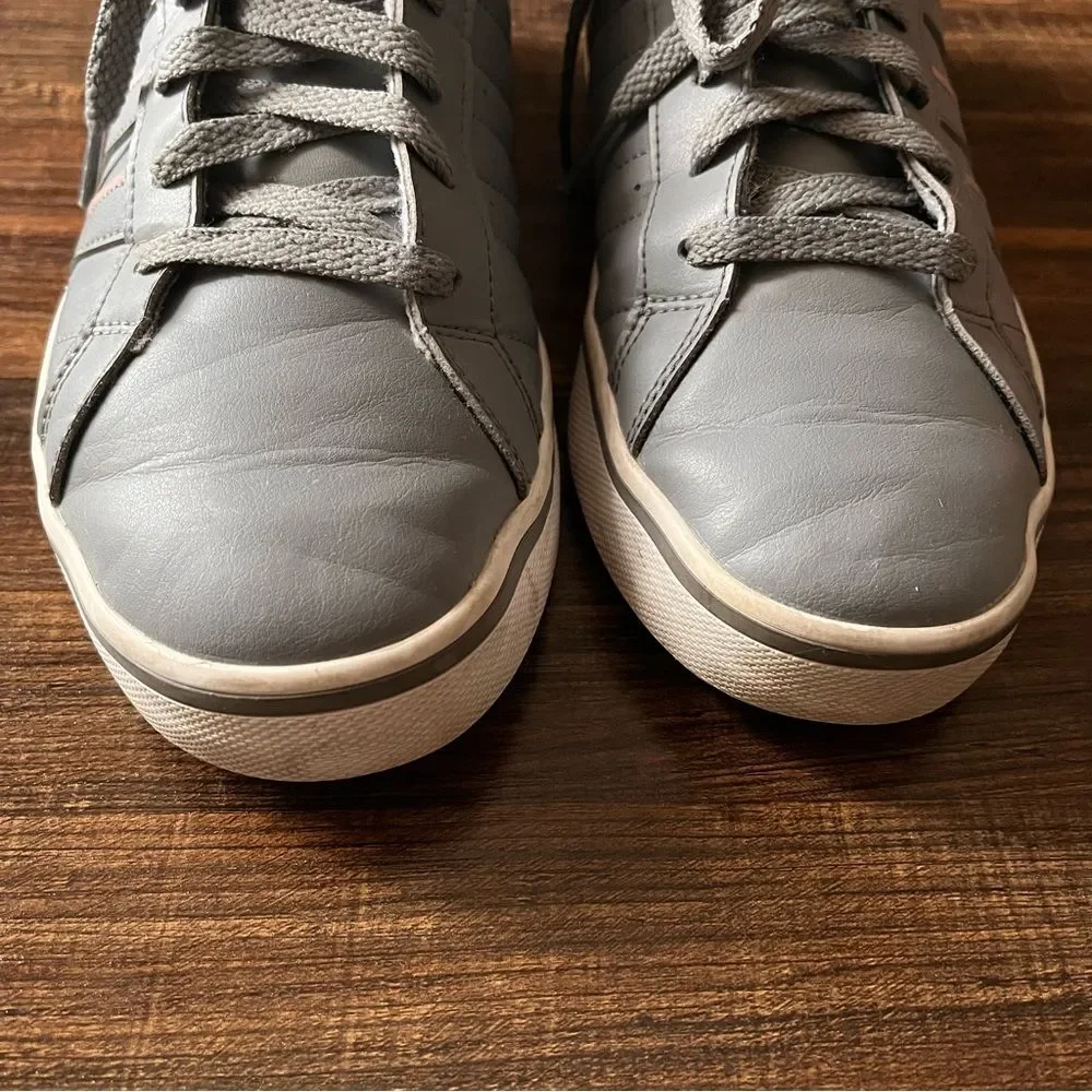 Adidas Neo VS Pace Low Top Gray Leather & Pink Stripe Sneakers Shoes Size 9